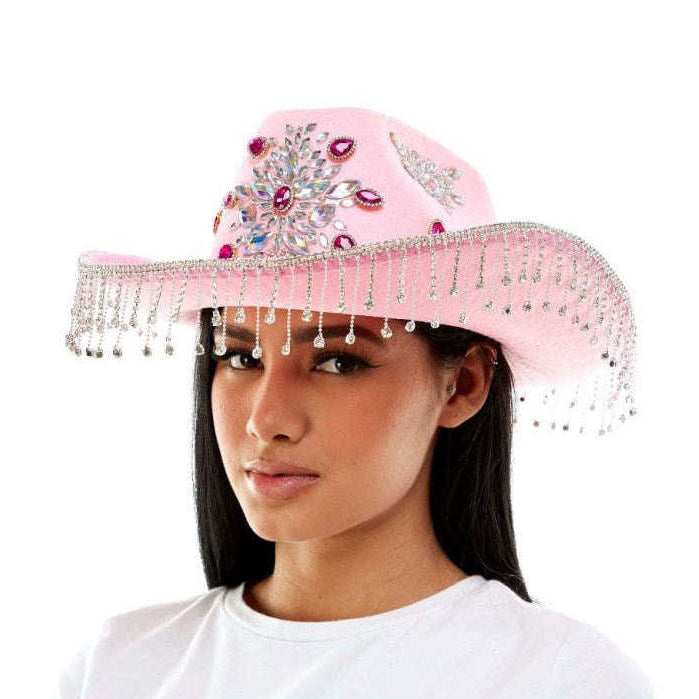 Premium Pink Rhinestone Cowboy Hat