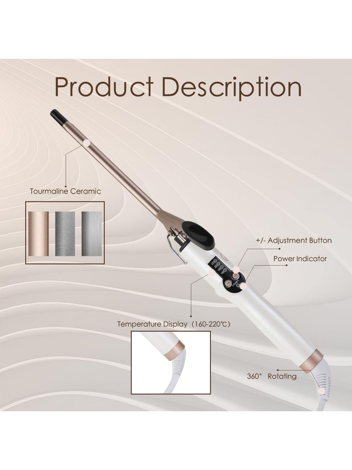 Single Barrel 9mm White Hair Curling Iron