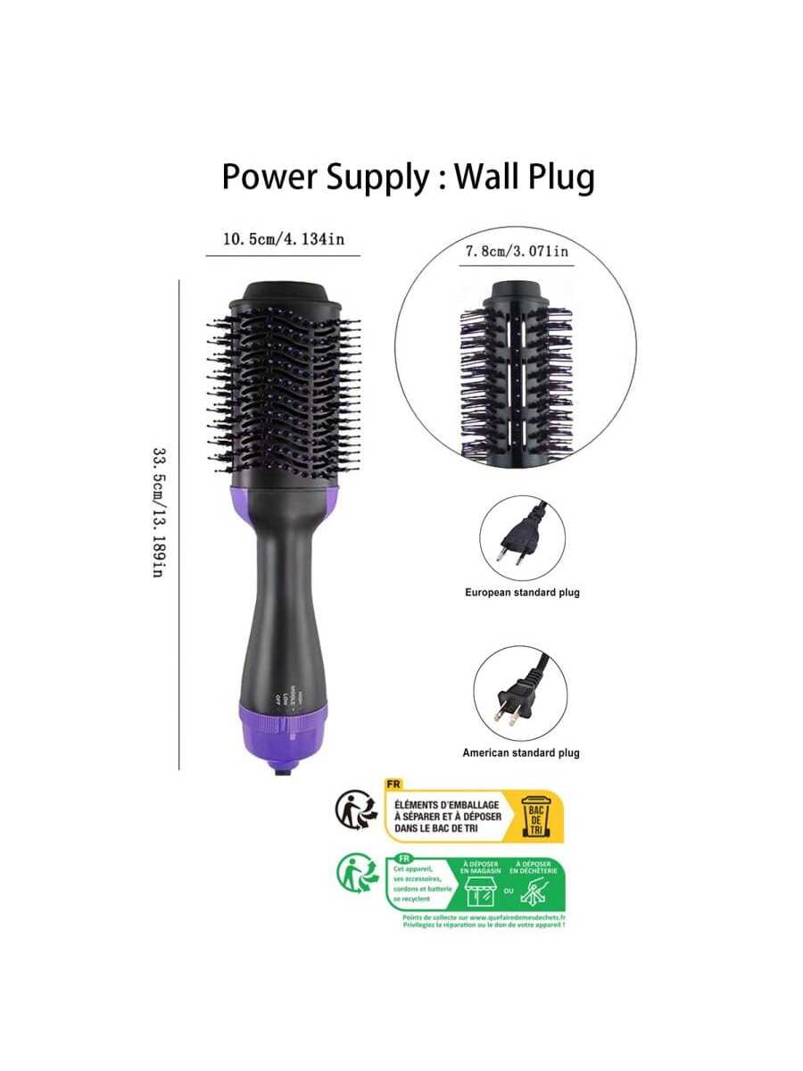 3-in-1 Professional Hot Air Brush, One Step Hair Dryer & Styler Volumizer, Ionic Technology, Suitable For All Hair Types, Drying, Straightening, Curling