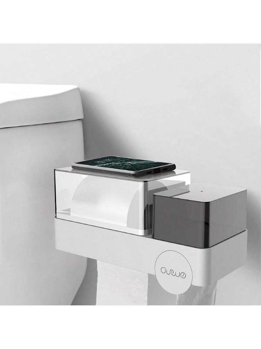 1 Pc Wall Mounted Bathroom Multi-Functional Tissue Box, Easy Installation, Hole-Free Installation Design, Waterproof Drawer Organizer, Trash Bag Pull-Out Organizer, Serrated Outlet, More Convenient To Tear Tissue, Suitable For Bathroom/Living