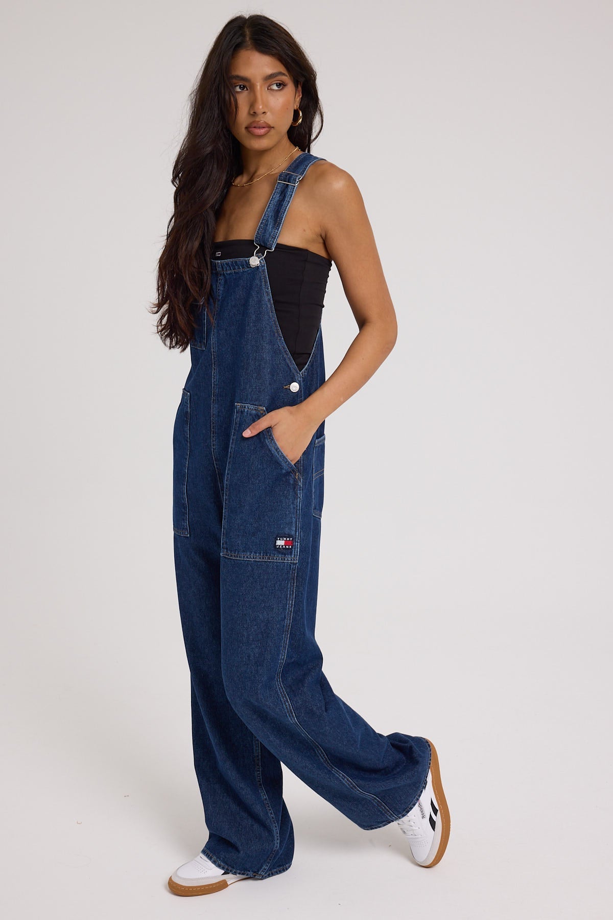 Tommy Jeans Dungaree Workwear Overall Dark Blue Denim