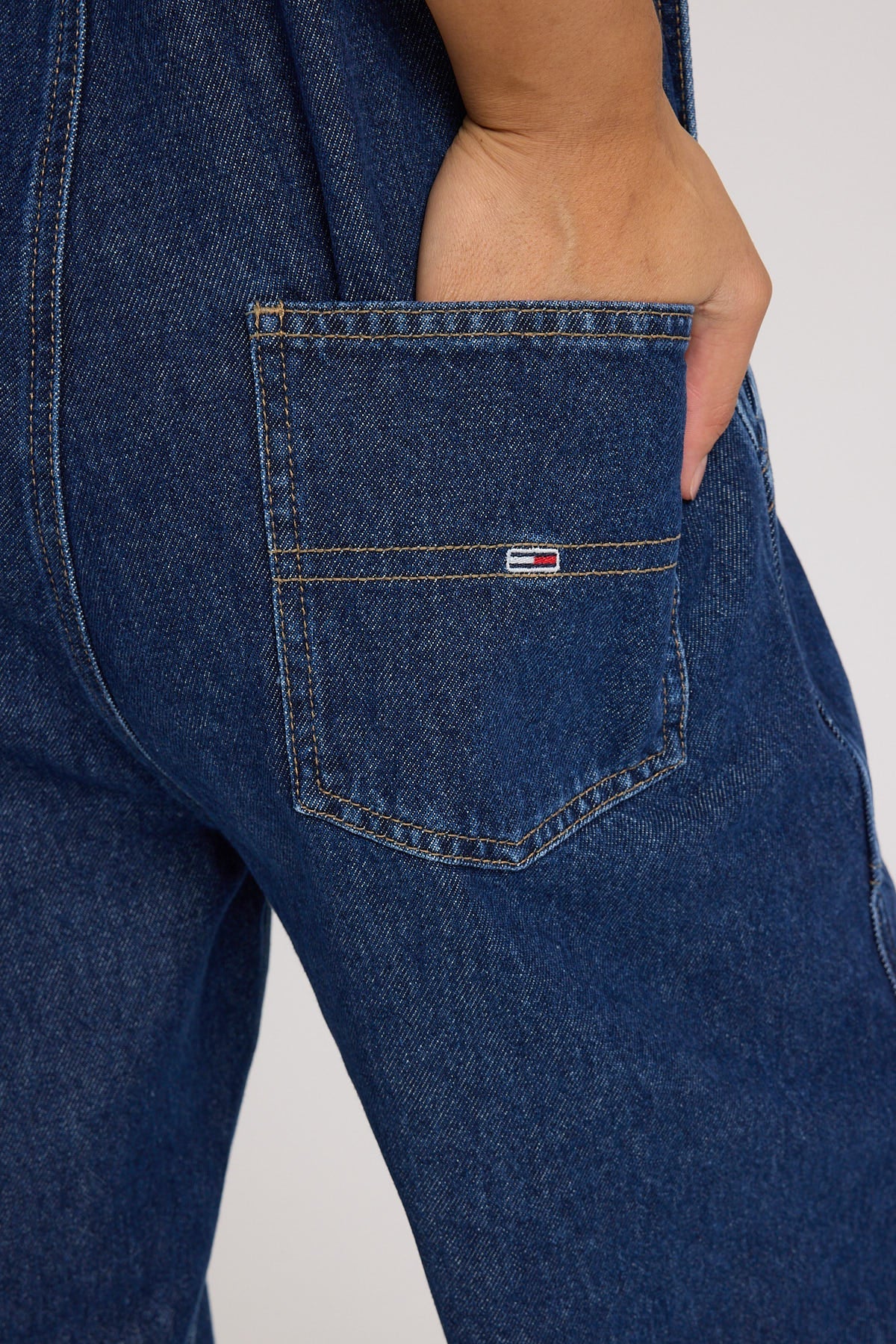 Tommy Jeans Dungaree Workwear Overall Dark Blue Denim