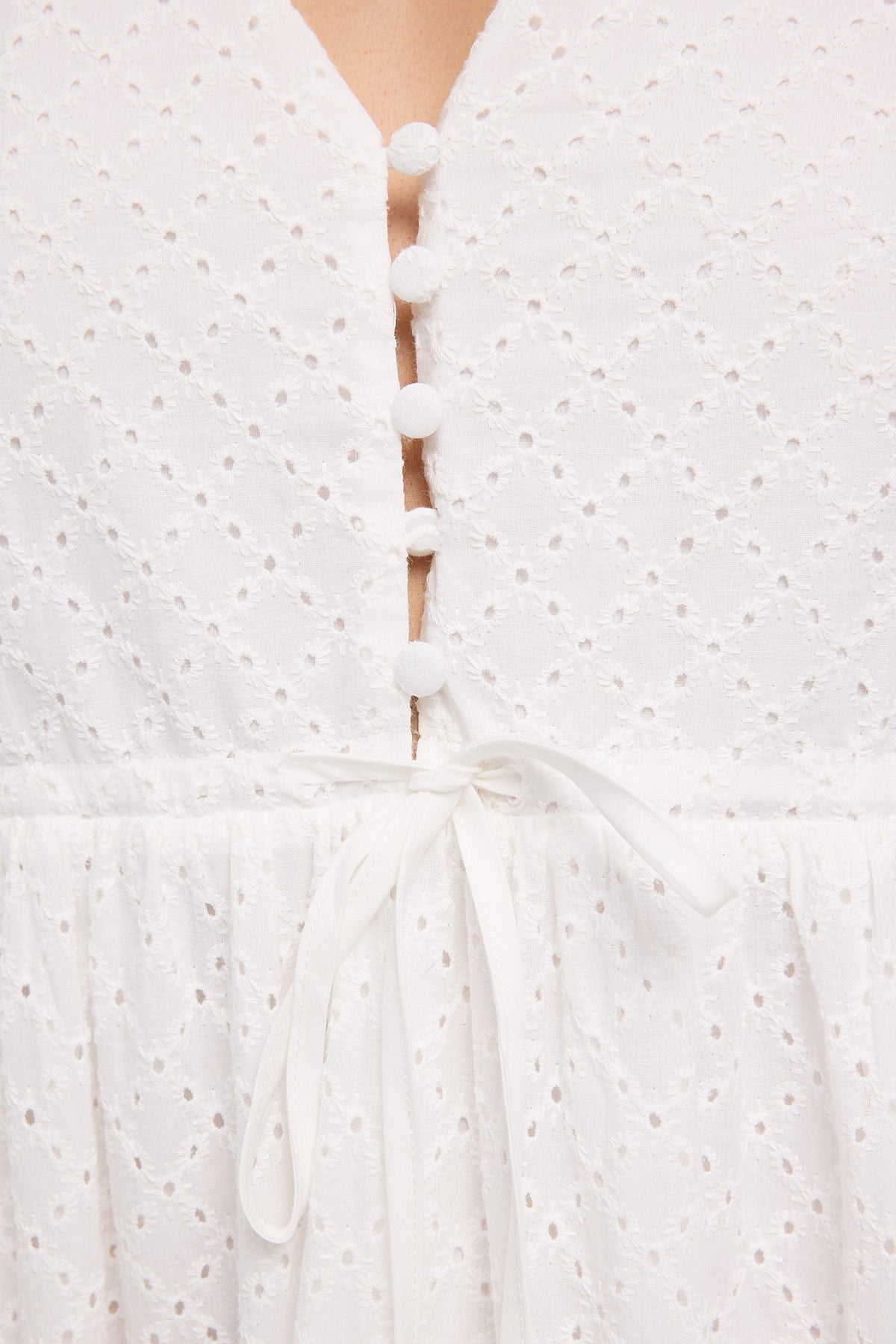 Perfect Stranger Louise Long Sleeve Broderie Dress White