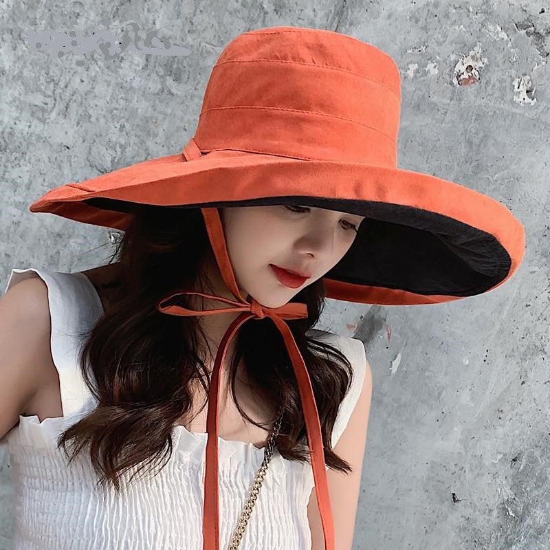 Wide-Brim Bucket Hat Brick Red