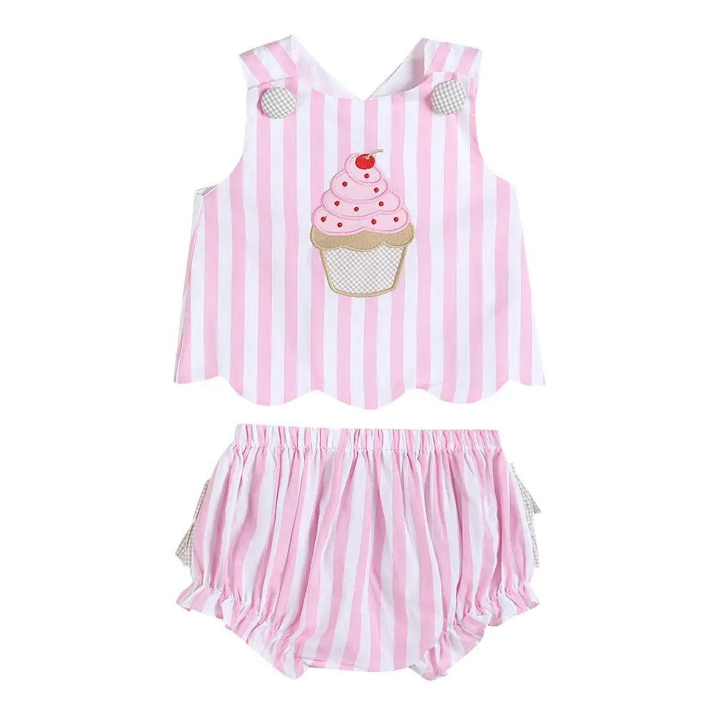 Stripe Cupcake Top/Bloomer Set