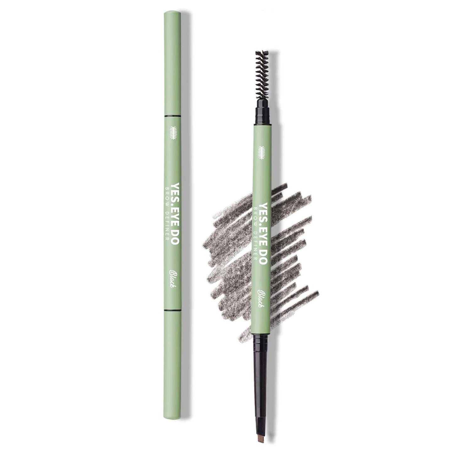 Grey Brown Eyebrow Pencil, Ultra Slim Automatic Eyebrow Pen Long Lasting, Waterproof Micro Fine Triangle Tip Double Head Brow Sculptor for Natural Eye Brow Lamination Makeup Look, Brunette, YES.EYE DO