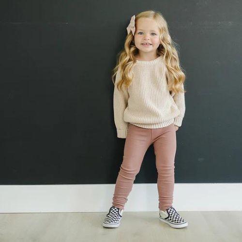 Rose Ribbed Organic Leggings