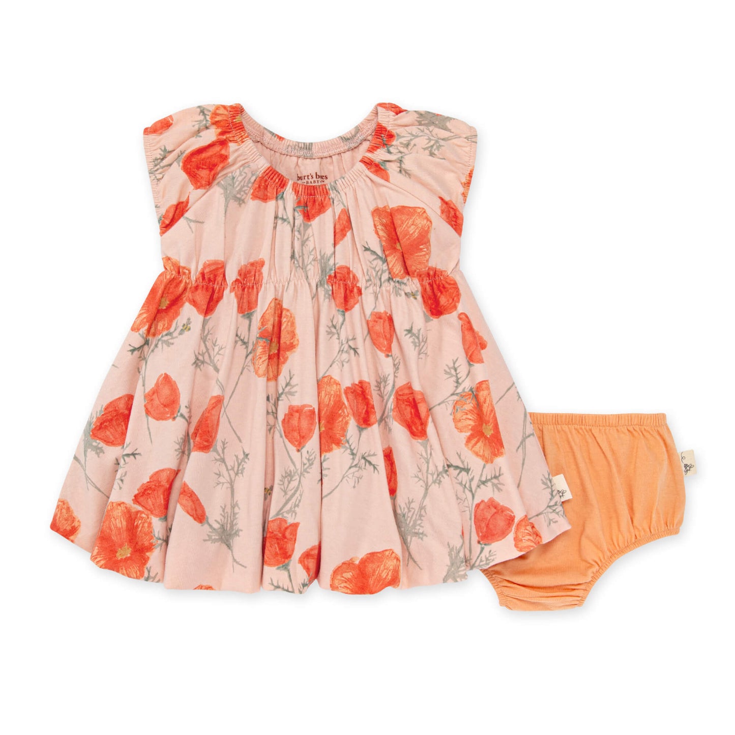 Burt's Bees Baby Girl California Poppies Bubble Dress & Diaper Cover Set