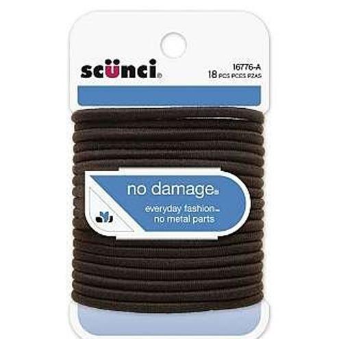 Scunci Brown No Damage Hair Elastics 18 Count