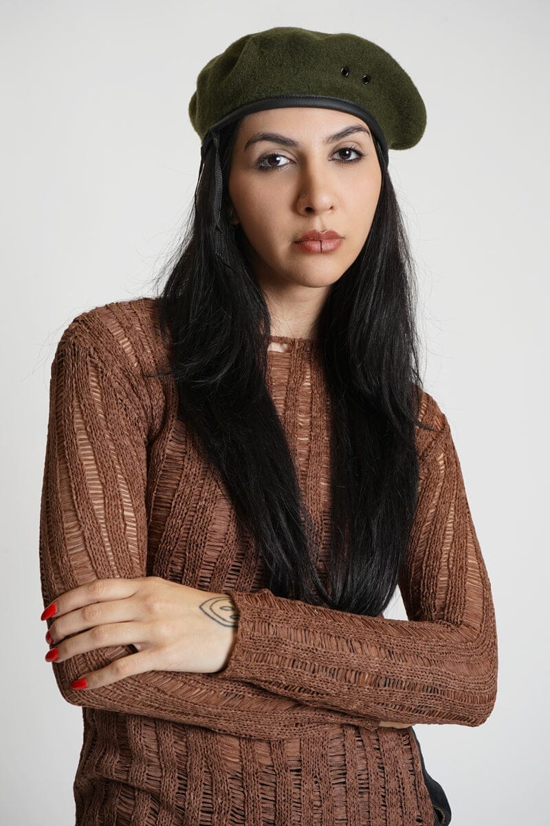 Eva Beret - Olive Green