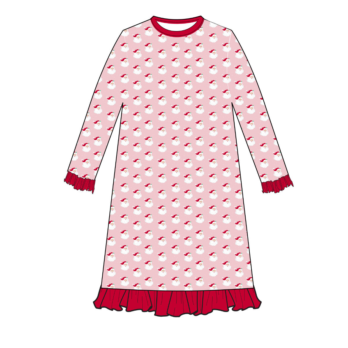 Kids Here Comes Santa Clause Long Sleeve Gown