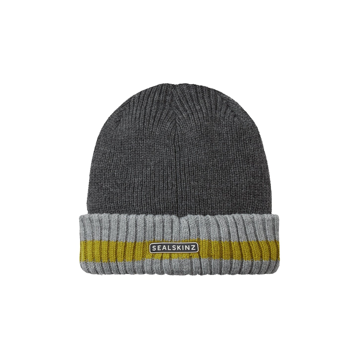 1 Holkham Waterproof Cold Weather Striped Roll Cuff Beanie - Small/Medium / Gray/Beige/Green