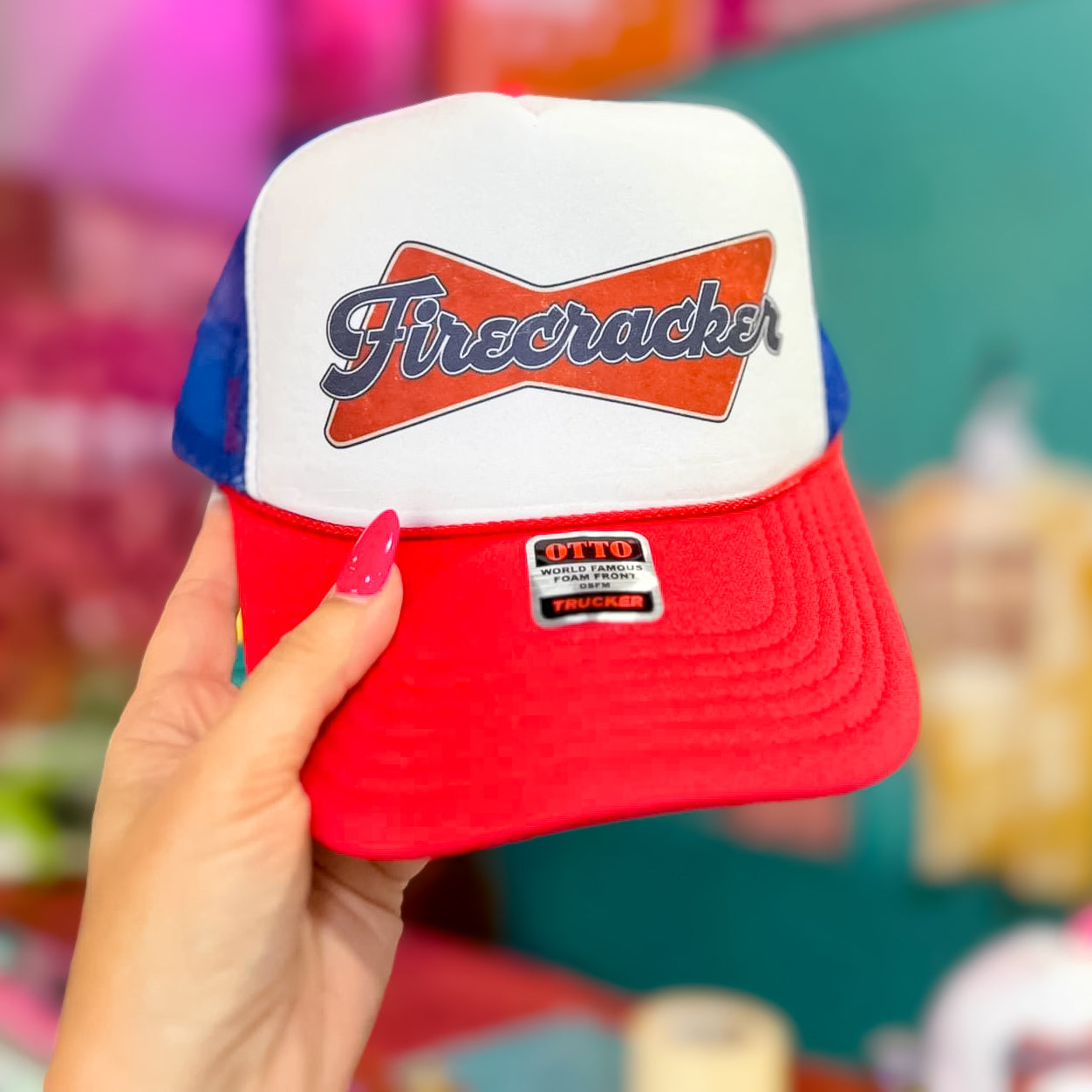 Online Exclusive | Firecracker Foam Trucker Cap in Red, White, & Blue