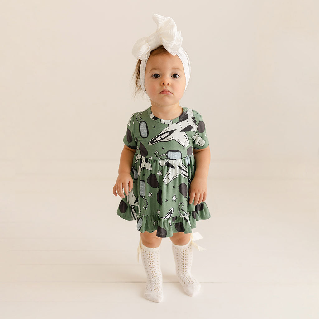 Airman Ruffled Twirl Bodysuit Dress