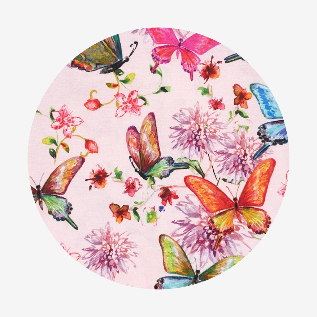 Watercolor Butterfly Short Sleeve Ruffled Twirl Dress