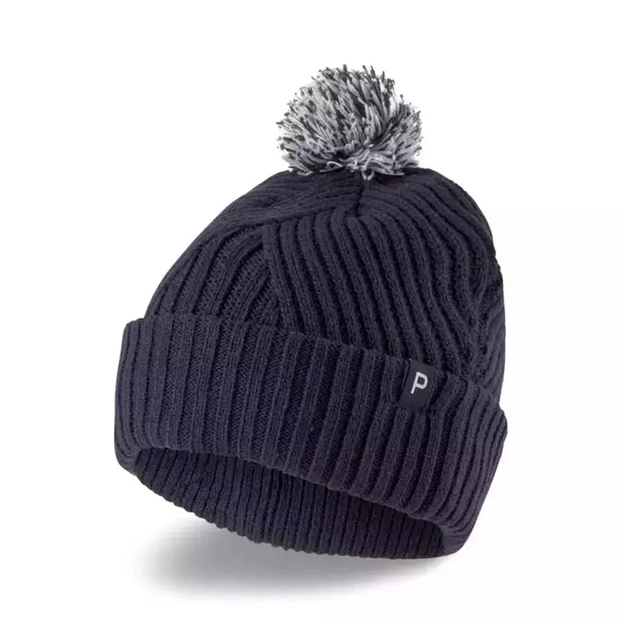 Ladies Puma Removable Pom P Beanie Navy/Bright White