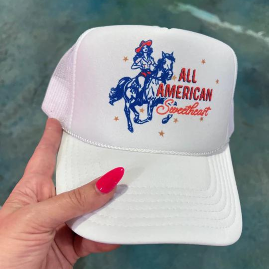 Online Exclusive | All American Sweetheart Foam Trucker Cap in White