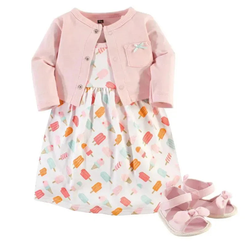 Baby Vision - Baby Girl Cardigan, Dress And Shoes Set, Ice Cream