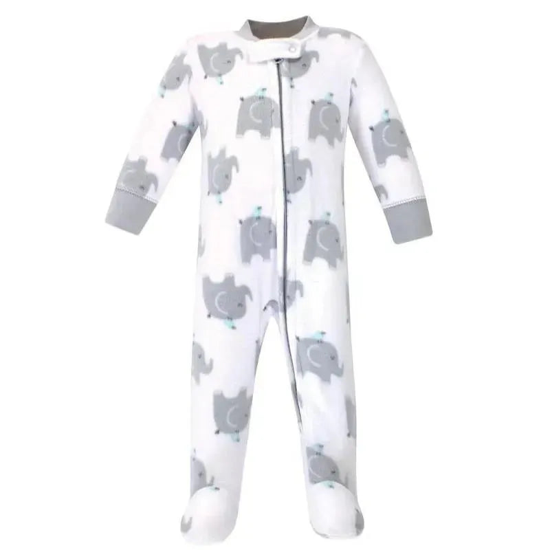 Baby Vision - Hudson Baby Unisex 2Pk Fleece Zipper Sleep & Play, Elephants