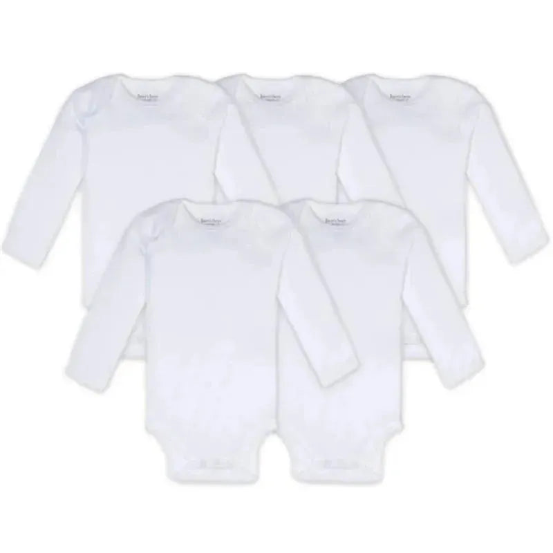 Burts Bees - 5Pk Bee Essential Long Sleeve Bodysuit, Cloud