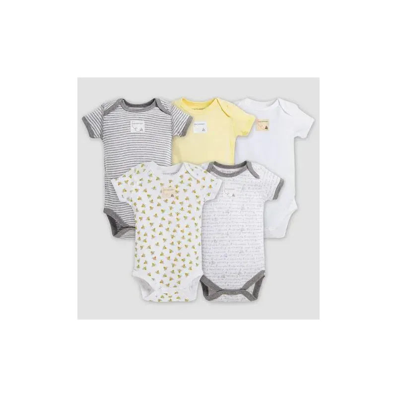Burt's Bees - 5Pk Baby Neutral Short Sleeve Bodysuits, Sunshine