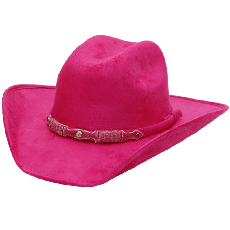 Kids Hot Pink Faux Nubuck Suede Elite Crafted Cowboy Hat
