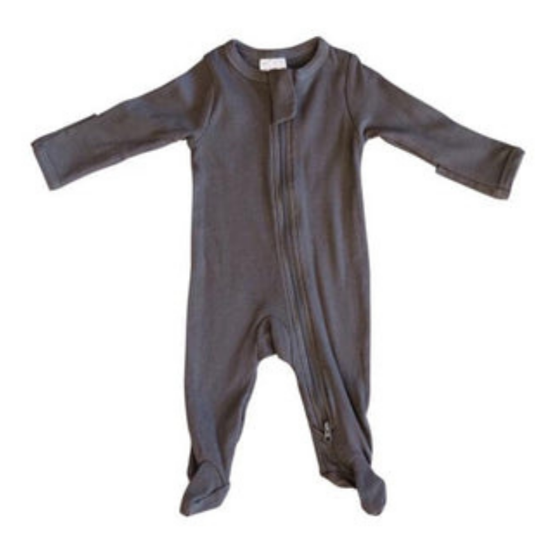 Charcoal Organic Cotton Ribbed Zipper