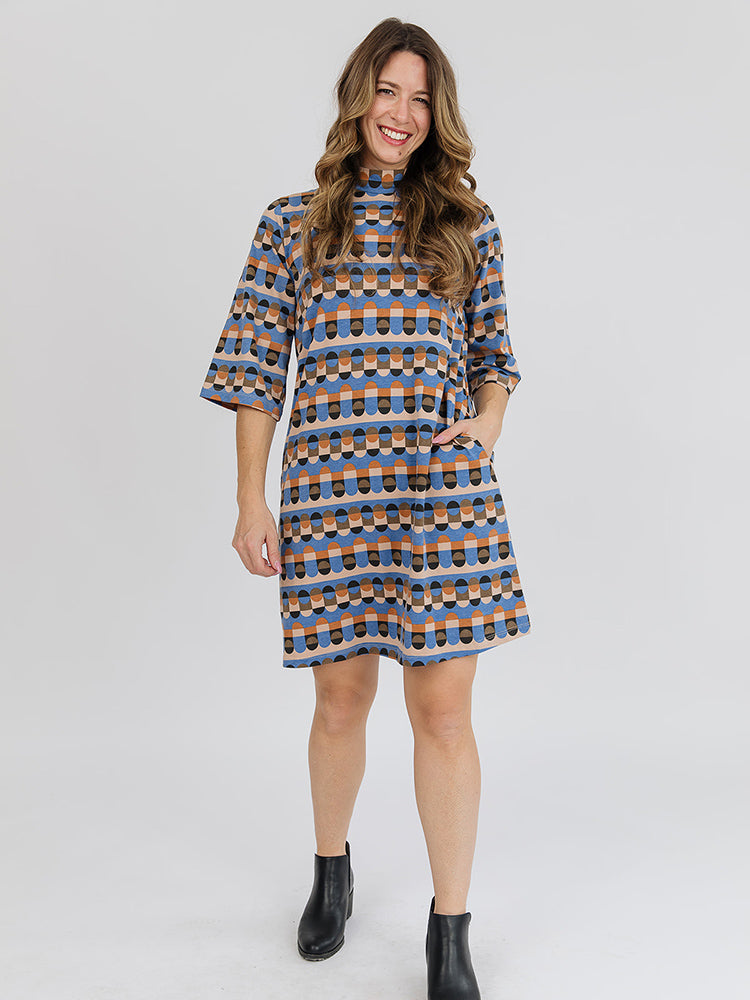 Eve Blue Circle Stripe Dress
