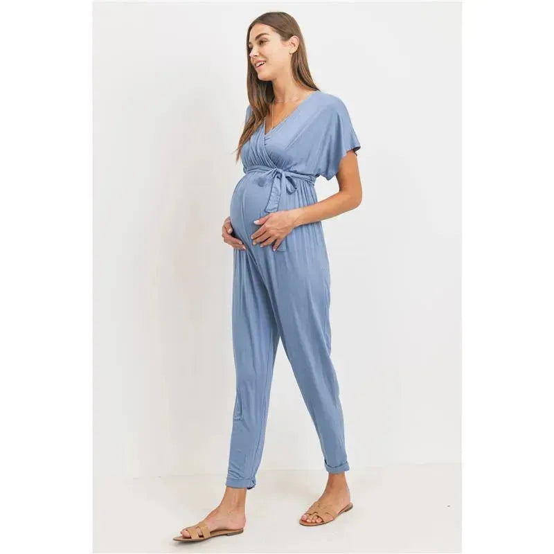 Hello Miz - Kimono Sleeve Maternity Nursing Jumpsuit, Denim