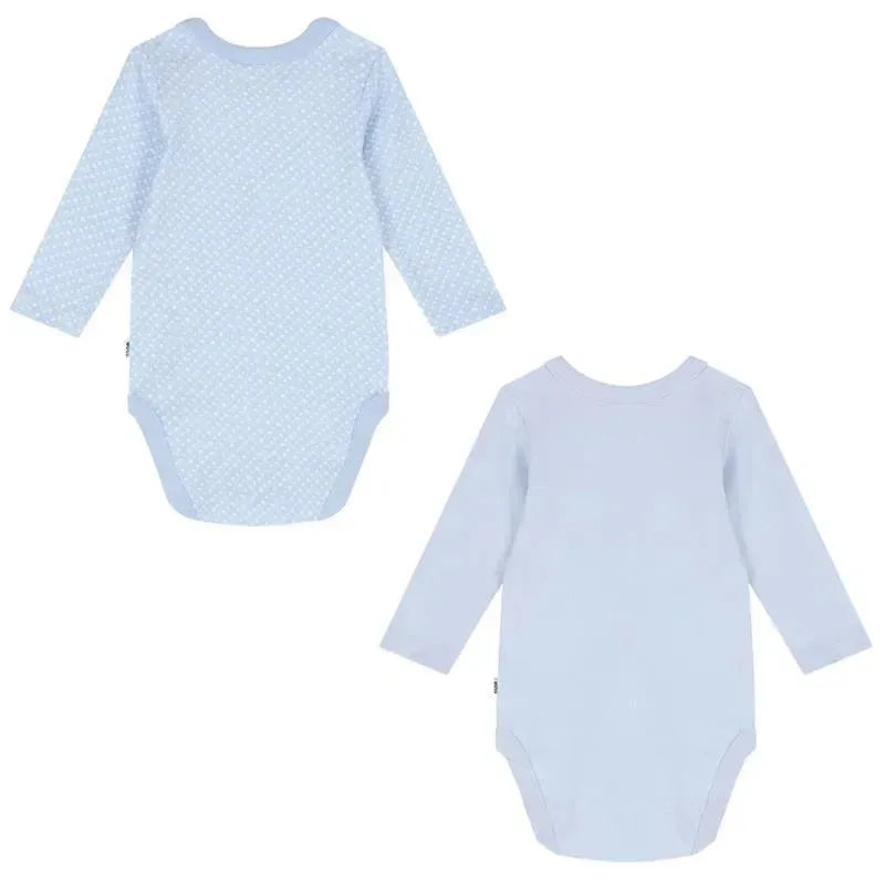 Hugo Boss - 2Pk Baby Boys Blue Logo Bodysuits, Pale Blue