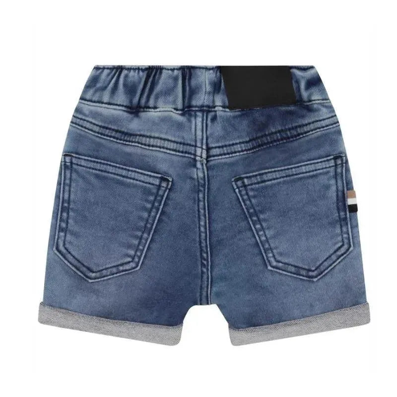 Hugo Boss Baby - Boy Whiskering Effect Denim Shorts, Double Stone