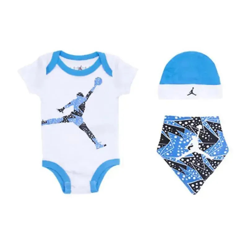 Jordan - Baby Boy 3Pk Onesie & Bandana Bib & Hat Set, White