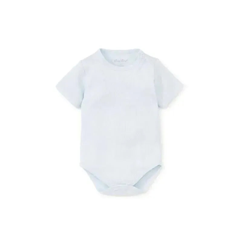Kissy Kissy - Baby Boy Pointelle Short Sleeve Bodysuit, Light Blue