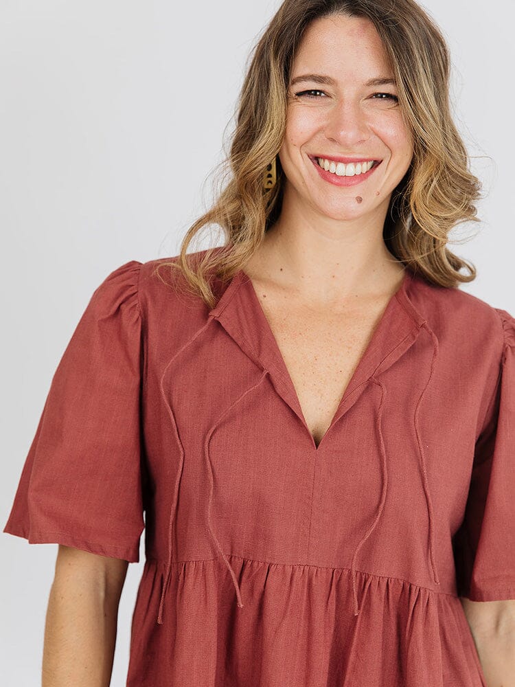 Adelaide Tiered Midi Dress - Cinnamon