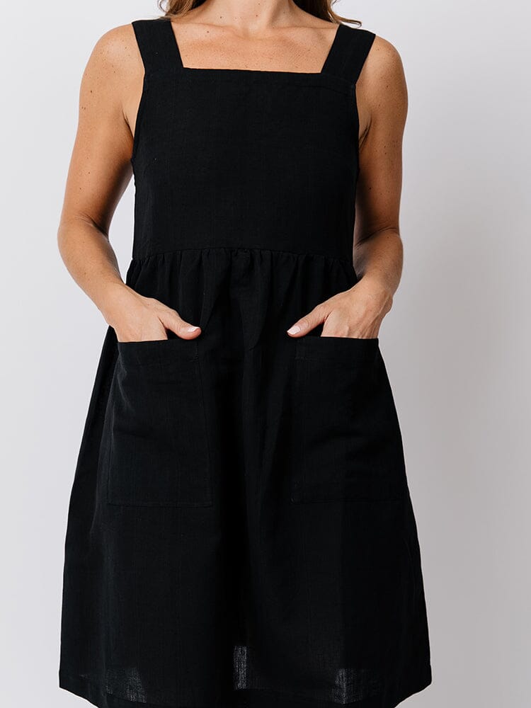 Billie Jumper Dress - Black Linen