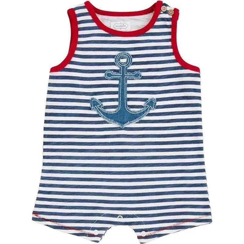 Mud Pie - Anchor Stripe Baby Romper