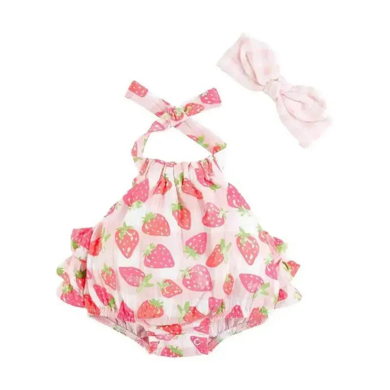 Mud Pie - Baby Girl Strawberry Sunsuit