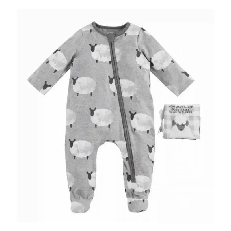 Mud Pie - Sheep Baby Sleeper & Book Set, 3/6M