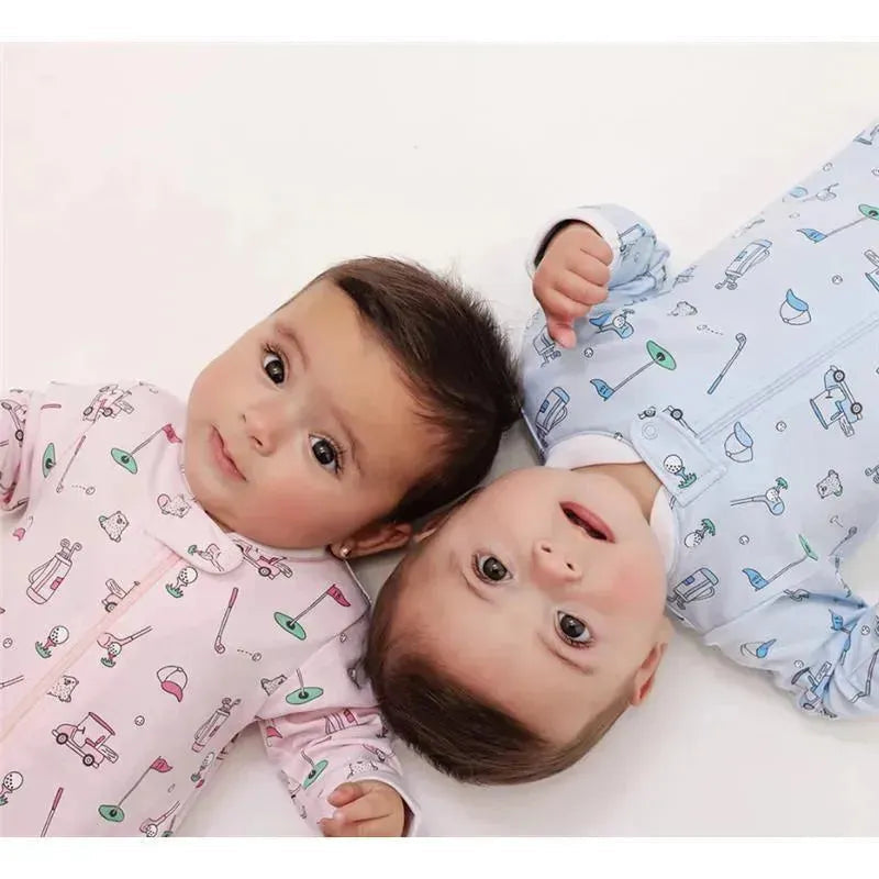 Noomie - Baby Boy Let's Golf Zipper Footie, Blue