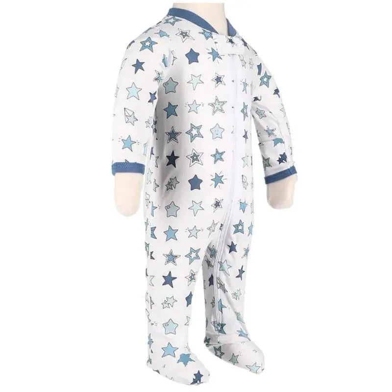 Noomie - Baby Zipper Footie Denim Stars