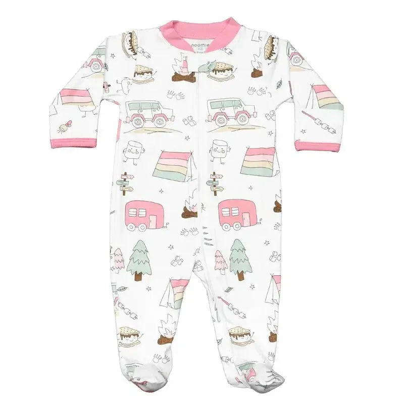 Noomie - Baby Zipper Footie Pink Camping