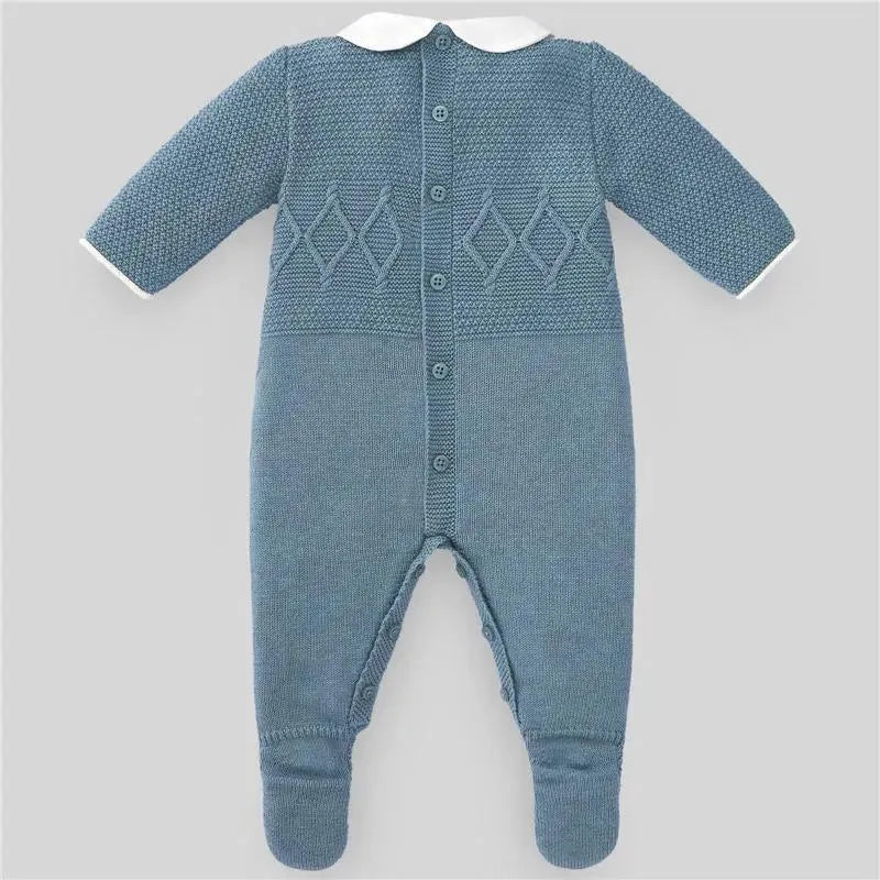 Paz Rodriguez - Baby Boy Knit Newborn Romper Espacio, Grey