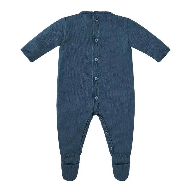 Paz Rodriguez - Baby Boy Knit Newborn Romper Teddy, Lead Blue