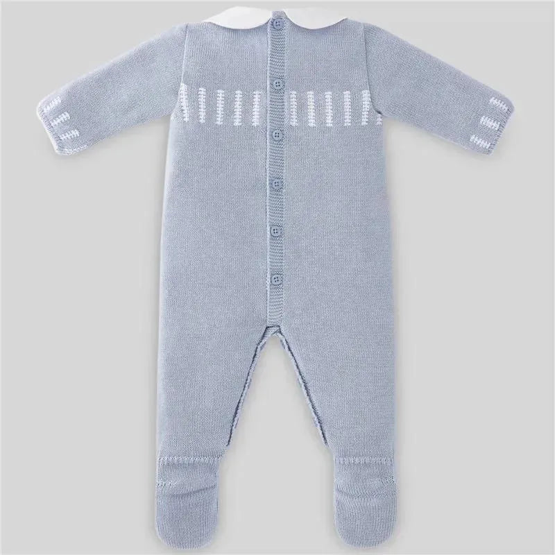 Paz Rodriguez - Baby Boy Knit Romper Neboa, Blue Cloud/Cream