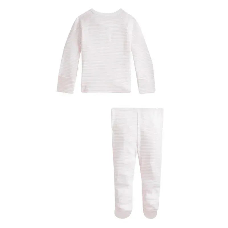 Polo Ralph Lauren Baby - Long-Sleeve Organic Cotton Interlock Knit Pant Set, Delicate Pink/White