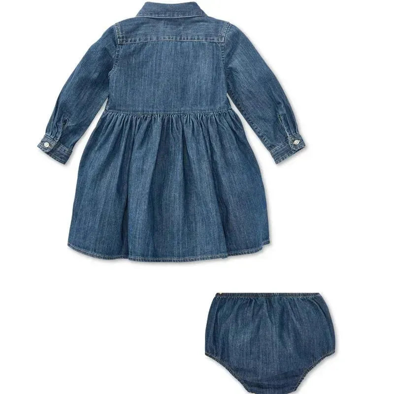 Polo Ralph Lauren Baby - Shirred Denim Shirtdress, Indigo