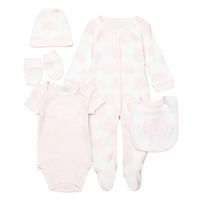 Rose Textiles - 5Pk Baby Girl Pink Elephant Set