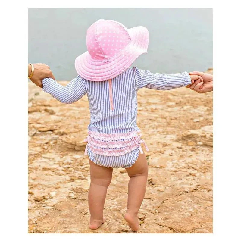 Rufflebutts - Periwinkle Blue Seersucker One Piece Rash Guard