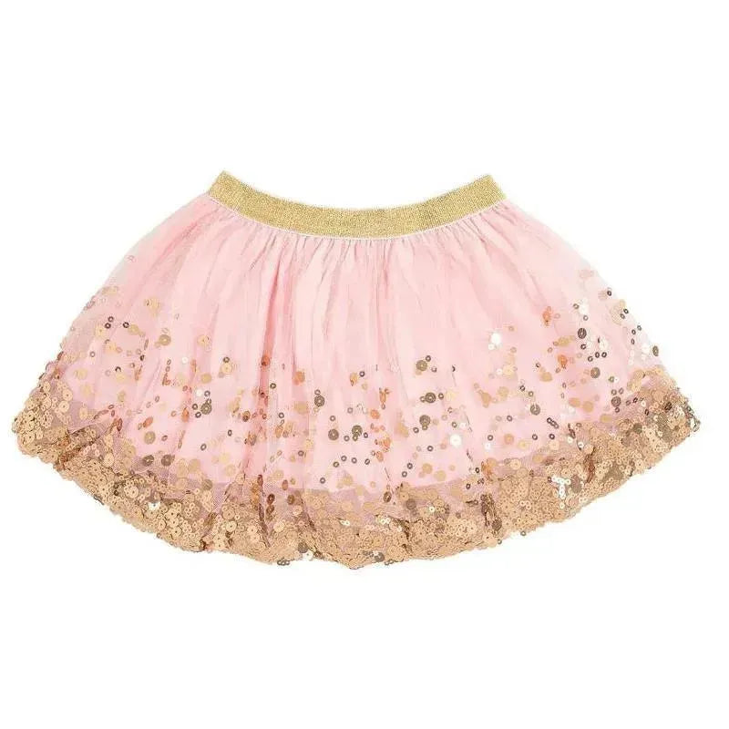 Sweet Wink - Baby Girl Gold Blush Sequin Tutu Dress Up Skirt