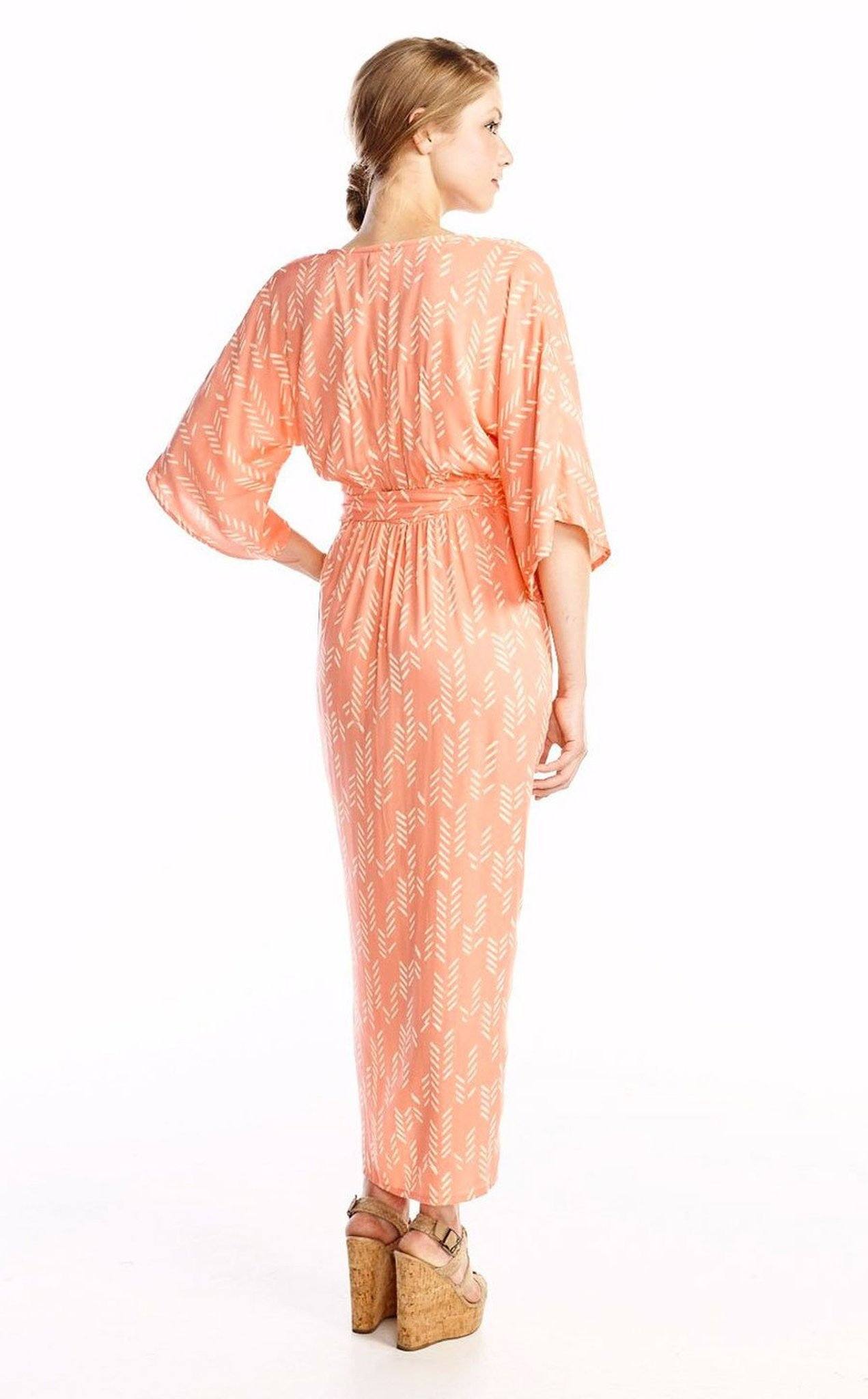 Stylized Modal Maxi Wrap Dress - Peach